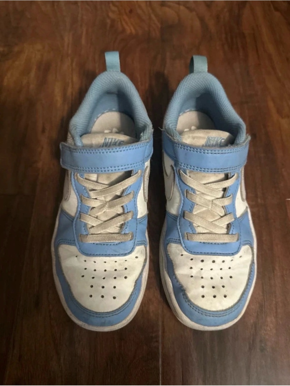 Nike Kids Light Blue and White Velcro Sneaker Pair